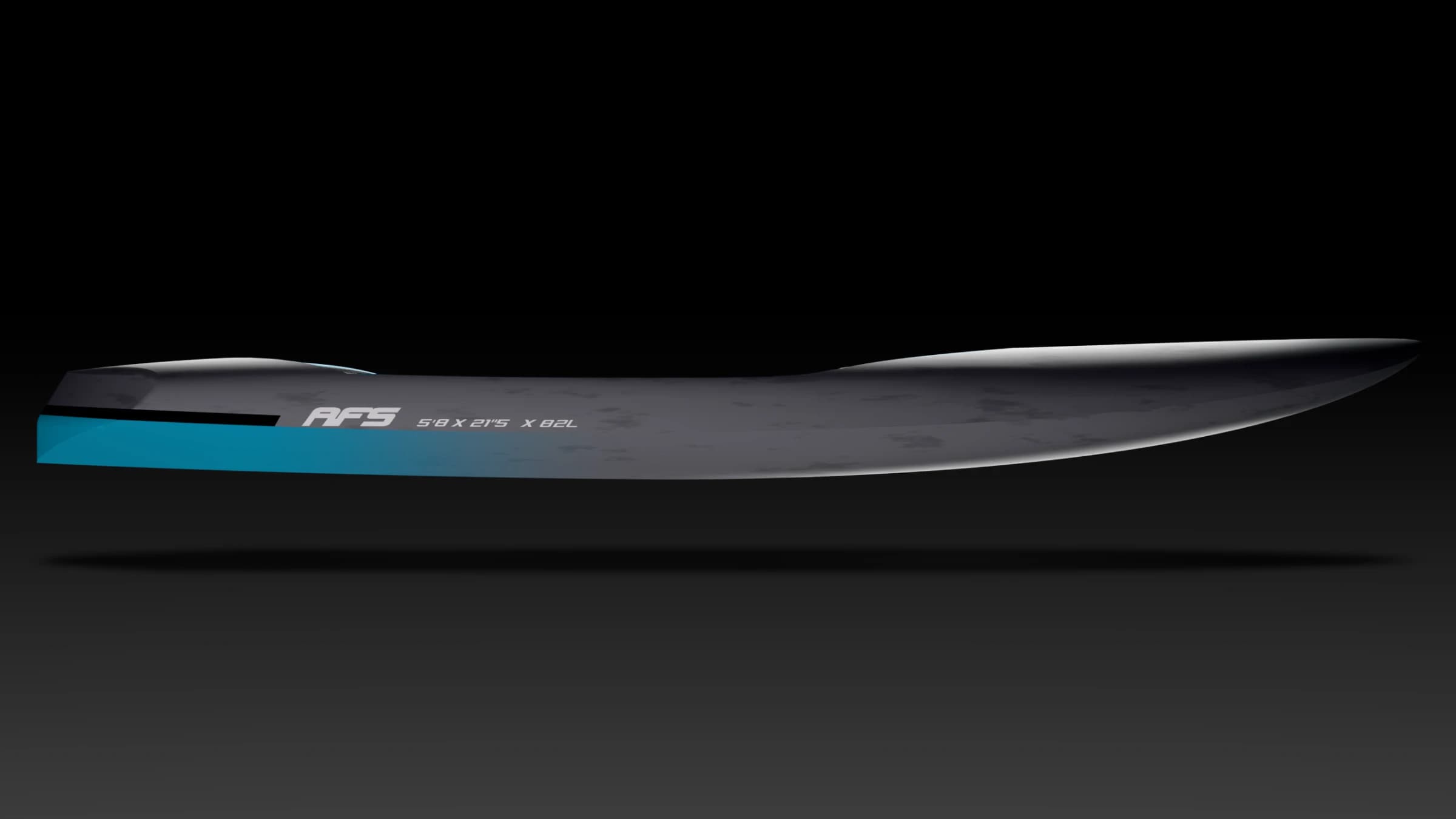 Blackbird Mid Length 5'8 blue, side view