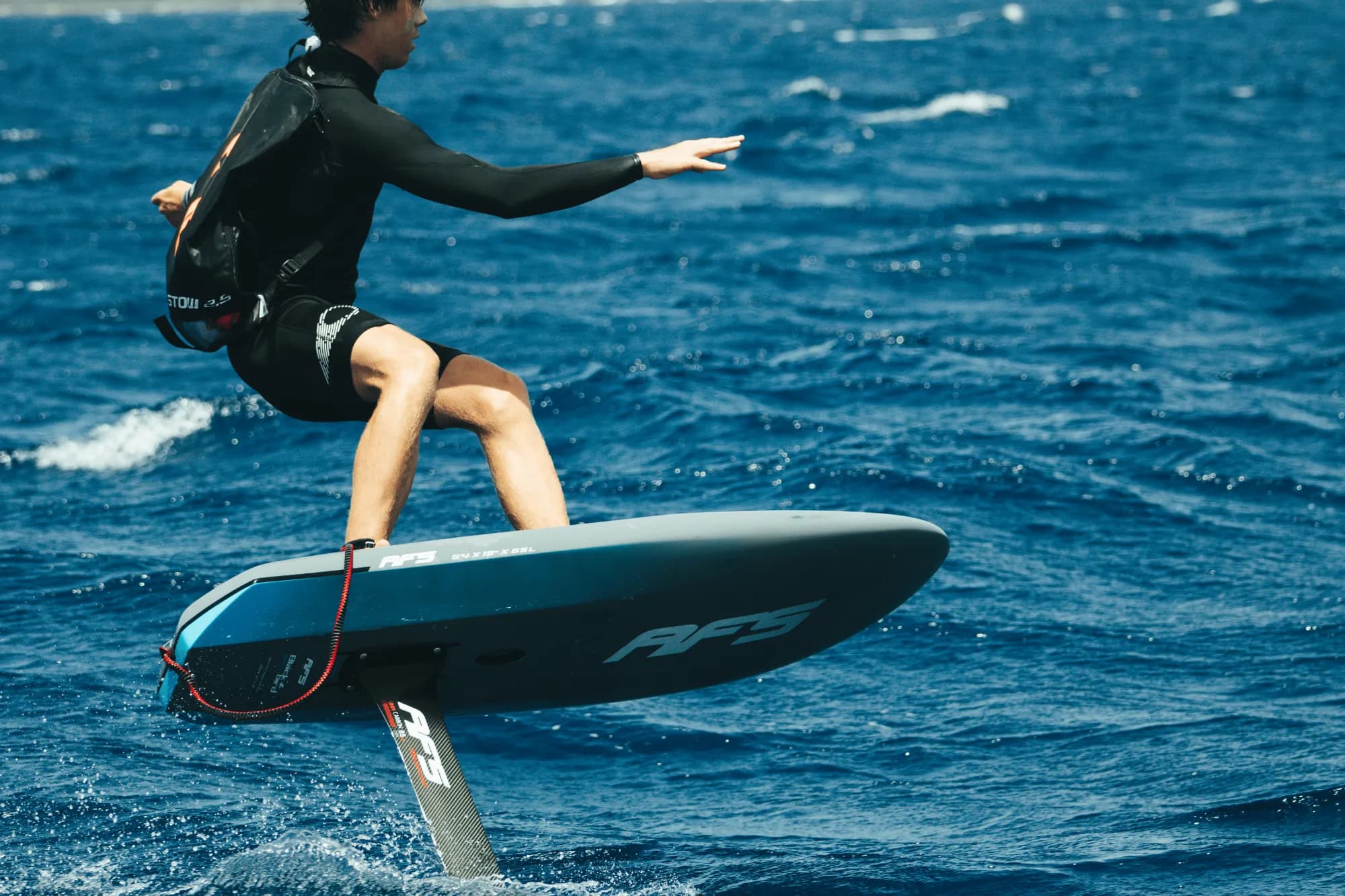 Rider foiling on the Blackbird Mid Length 5'4