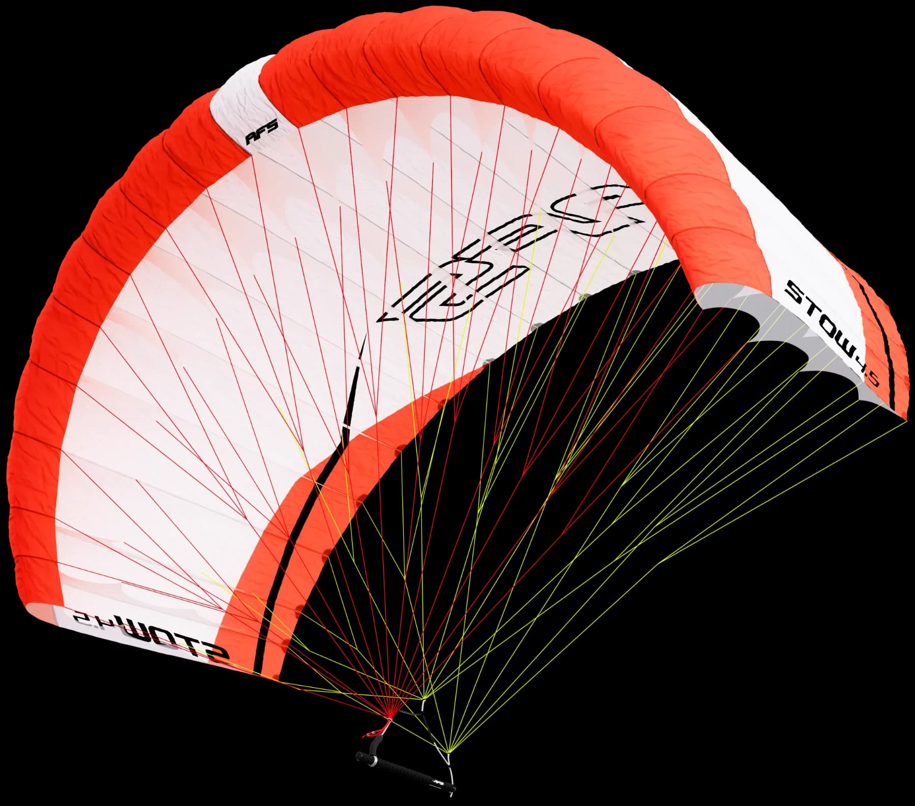 AFS STOW parawing, underside and bridle system